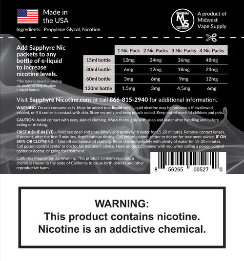 Saphyre Nicotine Sapphyre Nicotine 0.9ml 20%- Black