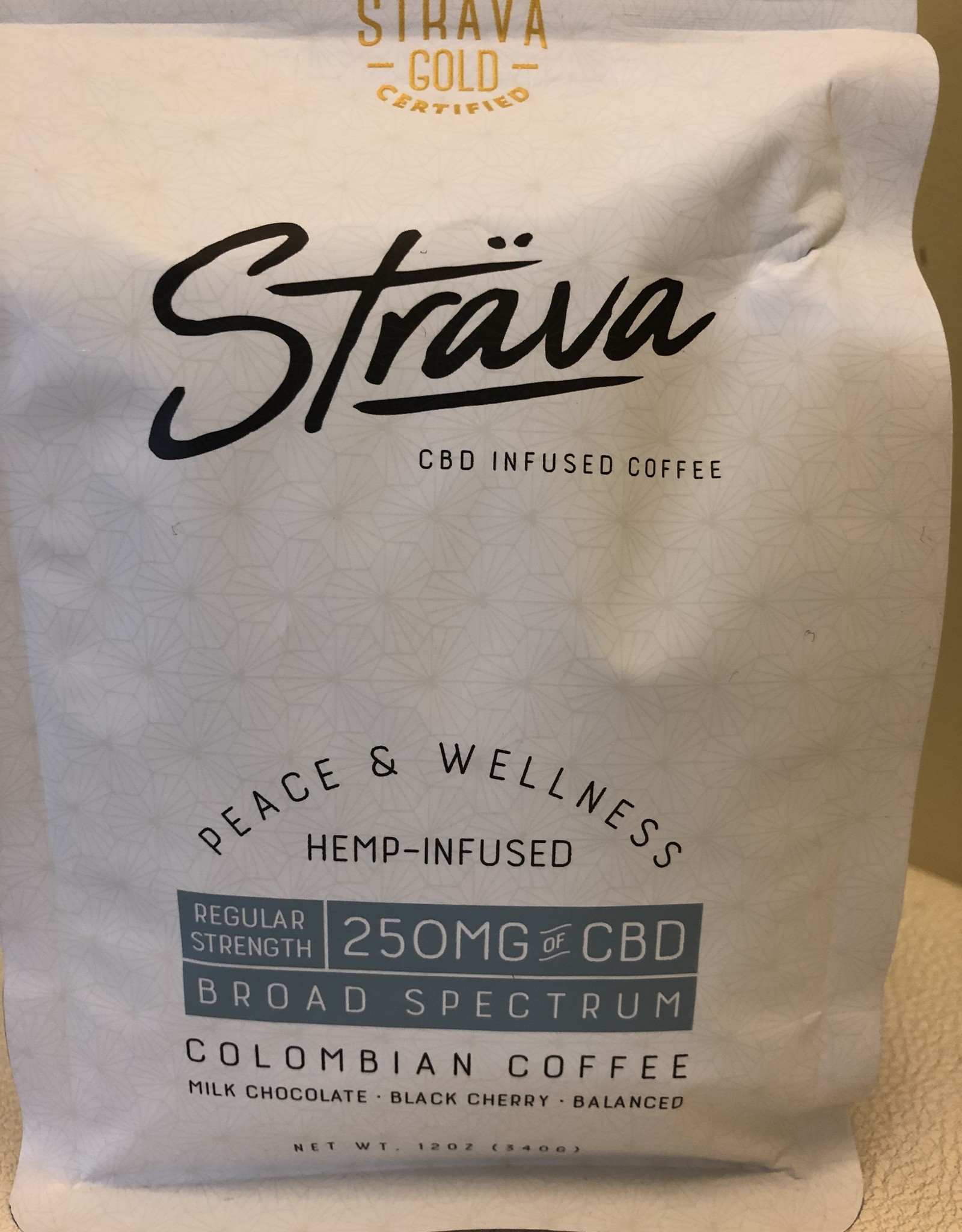 Strava CBD Infused Coffee - Regular Strength 250mg/bag, 10mg/serving