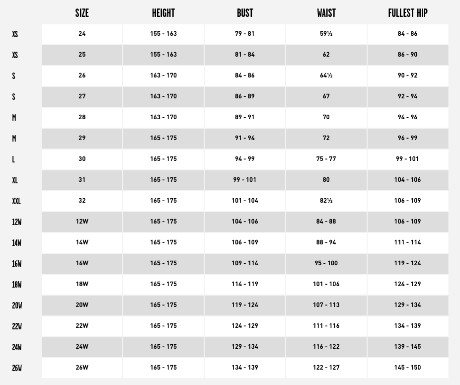 Volcom Dress Size Chart