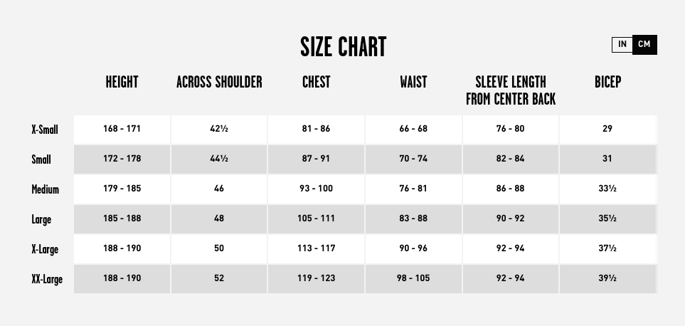 Volcom Mens Size Chart