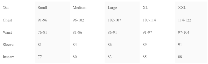 Down Fill Power Chart