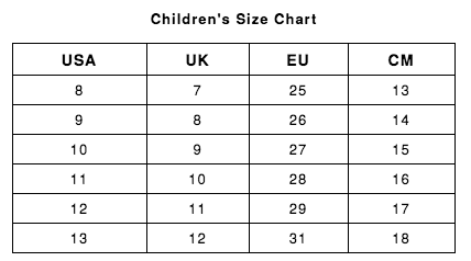 Sorel Childrens Size Chart