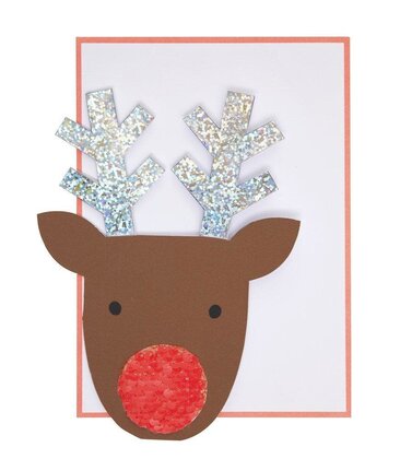 Sequin Nose Reindeer Card