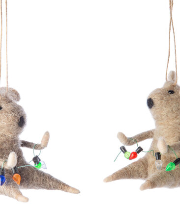 Felt Mice with String Lights Ornament