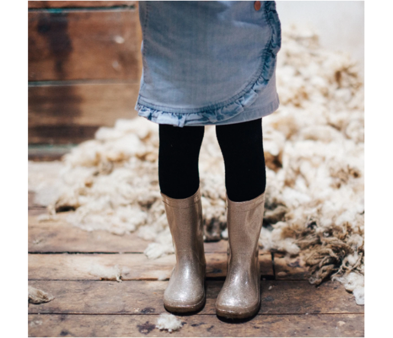 Kids Merino Wool Flat Knit Plain Tights