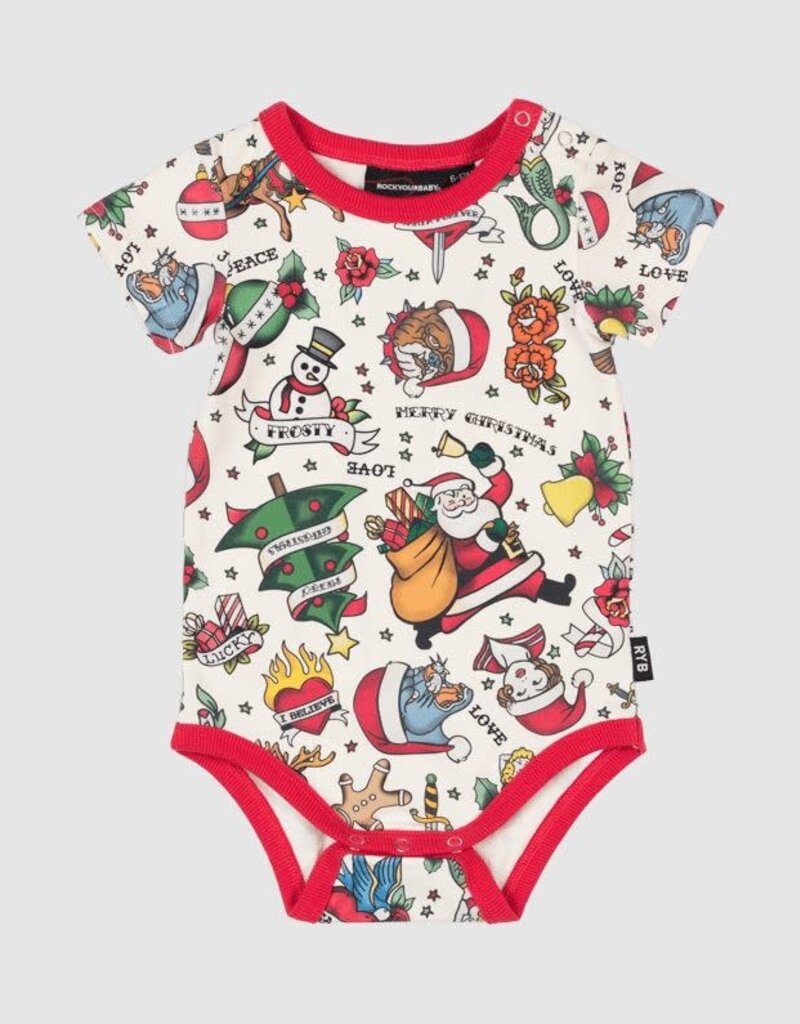 Body for baby with Christmas print, White, Kids