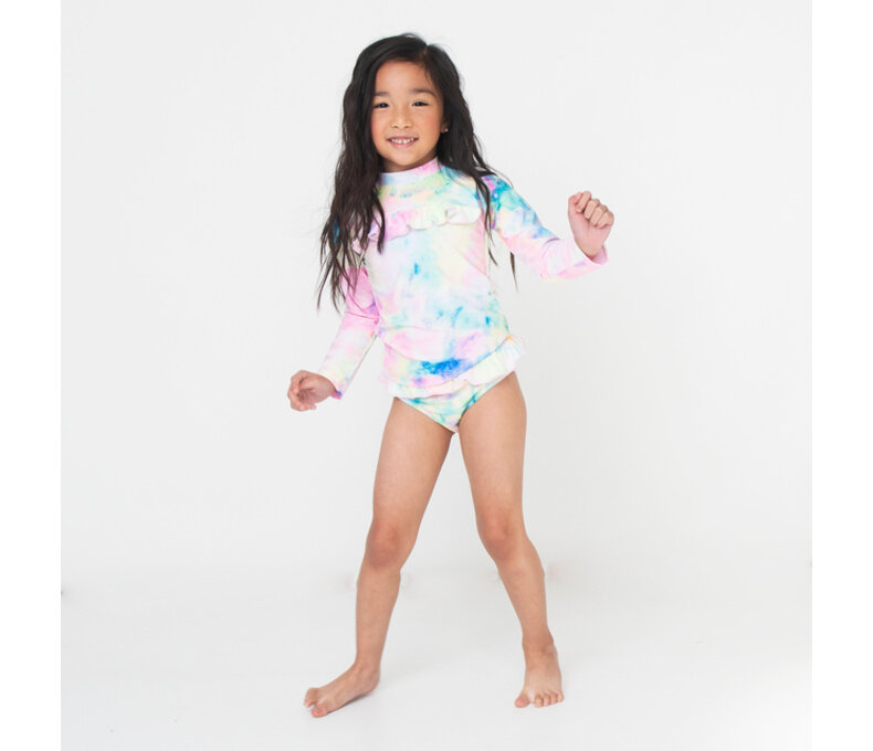 Ruffle Front Rashguard Set