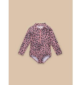 HuxBaby Leopard L/S Zip Swimsuit