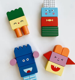 Kikkerland Designs Stack & Mix Wooden Building Blocks