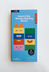 Kikkerland Designs Stack & Mix Wooden Building Blocks