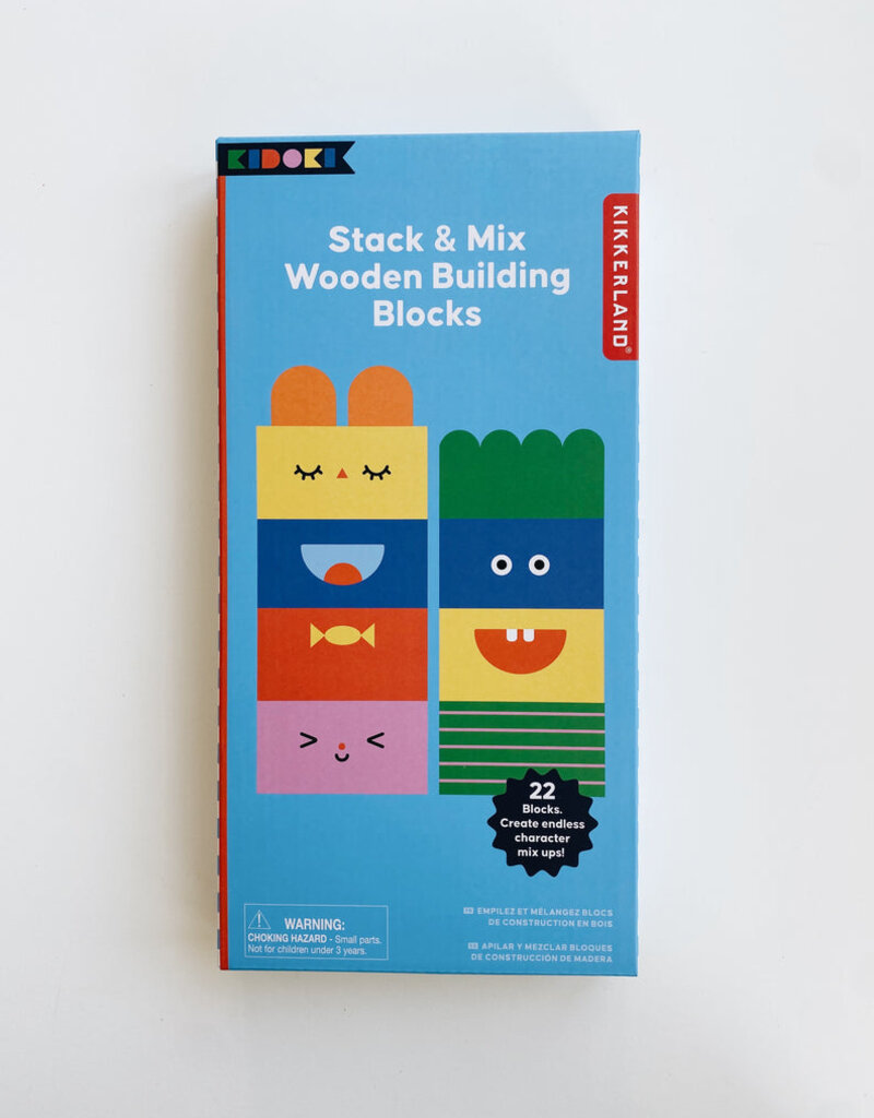 Kikkerland Designs Stack & Mix Wooden Building Blocks