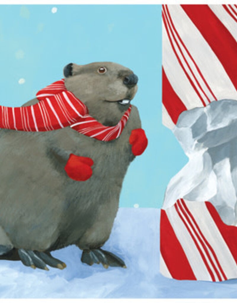 Allport Beaver Candy Cane Card
