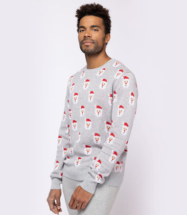 Santa Print Knit Mens Sweater