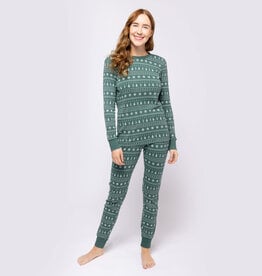 Petit Lem Fair Isle Holiday Trees Print Womens PJ Set