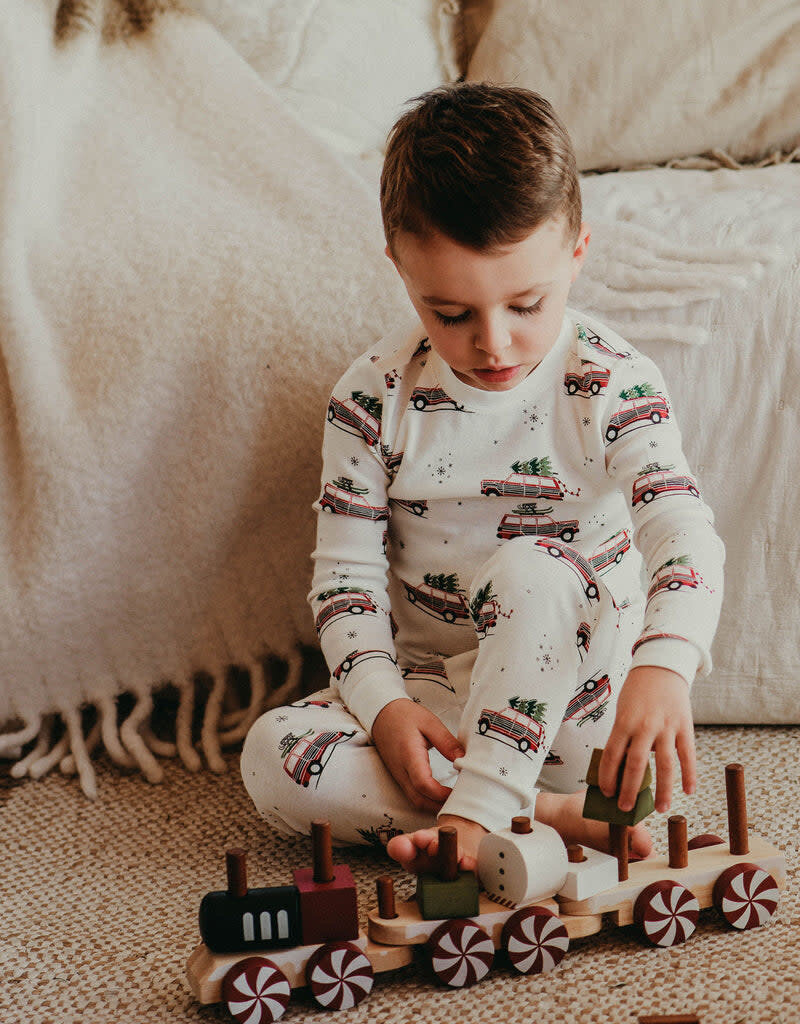 Petit Lem Festive Cars Print PJ Set