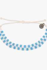 Woven Seed Bead Checkered Bracelet Blue