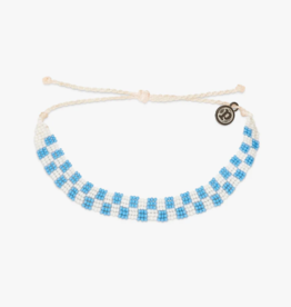 Woven Seed Bead Checkered Bracelet Blue
