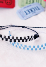 Woven Seed Bead Checkered Bracelet Blue
