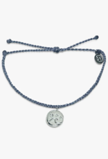 Pura Vida Bracelets Crystal Wave Coin Silver Bracelet Columbia Blue