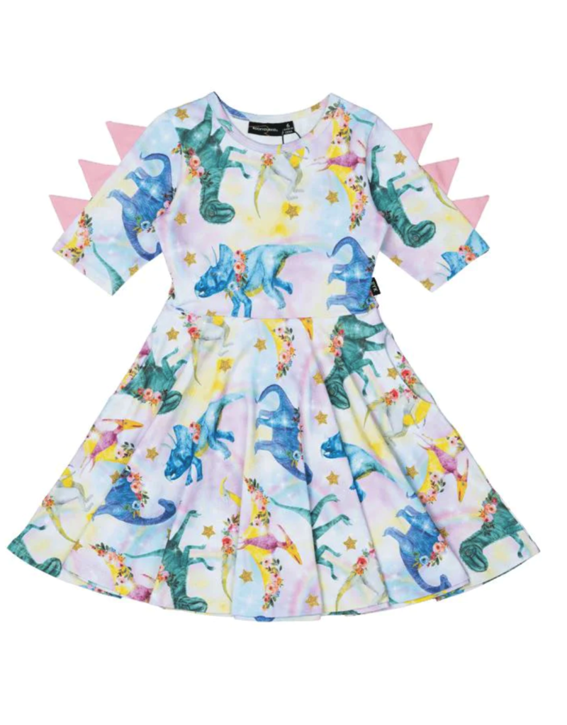 Rock Your Baby Dinosaur Parade Waisted Dress