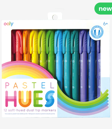 Pastel Hues Soft-Hued Dual Tip Markers (Set of 12)