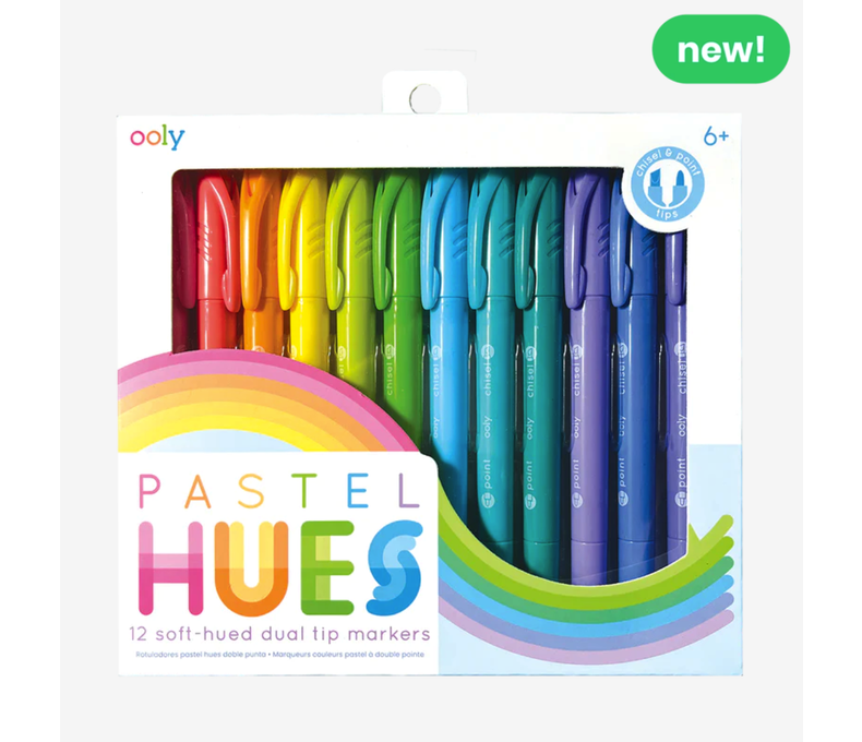 Pastel Hues Soft-Hued Dual Tip Markers (Set of 12)