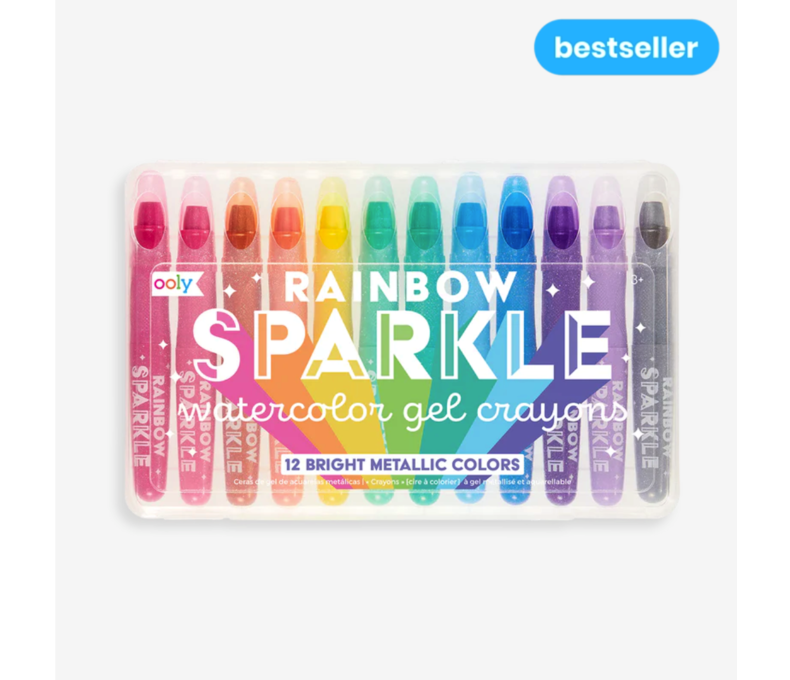 Rainbow Sparkle Metallic Watercolor Gel Crayons Set of 12