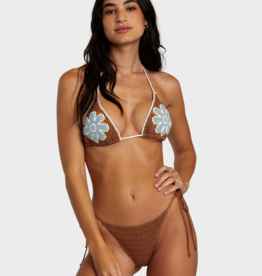 RVCA Cotton Crochet Halter Triangle Bikini Top