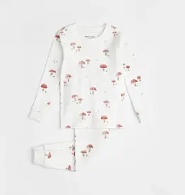 Kids Thermal Printed Pajamas - Pink Scribble Hearts and Stars