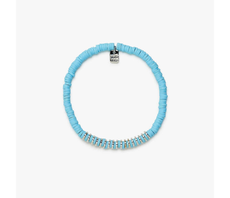 Heishi Disc & Metal Bead Stretch Bracelet