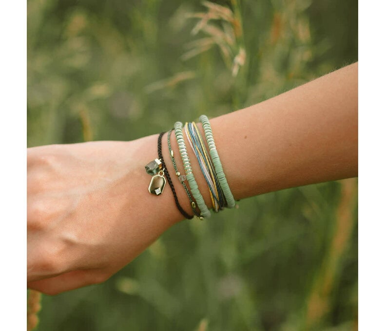 Heishi Disc & Metal Bead Stretch Bracelet