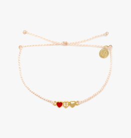 Pura Vida Bracelets Red Cross Three Hearts Charm Bracelet