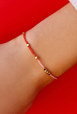 Pura Vida Bracelets Pink & Red Two-Tone Dainty Bracelet