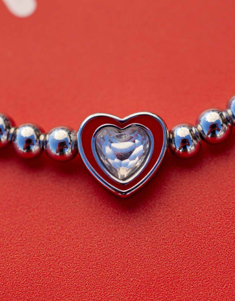 Pura Vida Bracelets Stone & Enamel Heart Stretch Bracelet