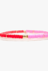 Pura Vida Bracelets Pink & Red Vinyl Disc Bead Stretch Bracelet