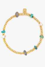 Pura Vida Bracelets Gold Bead and Stone Chip Stretch Bracelet