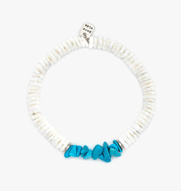 Pura Vida Bracelets Puka Shell and Turquoise Chip Stretch Bracelet