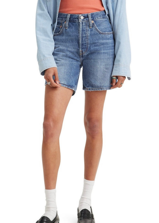Womens 501 Mid Thigh Denim Shorts 85833 The Circle The Circle