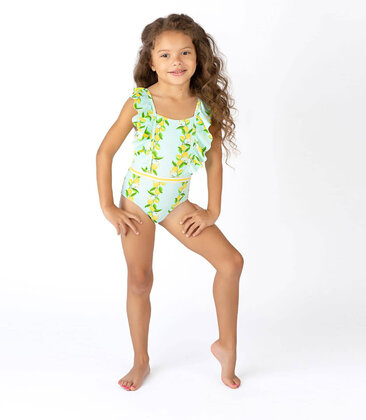 Ruffle Shoulder One Piece Swimsuit