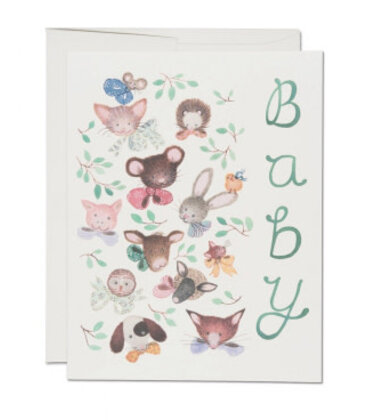 Pink Noses New Baby Card