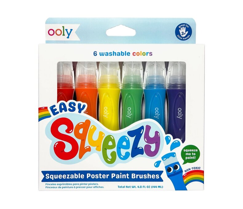 Easy Squeezy Squeezable Poster Paint Brushes Set of 6