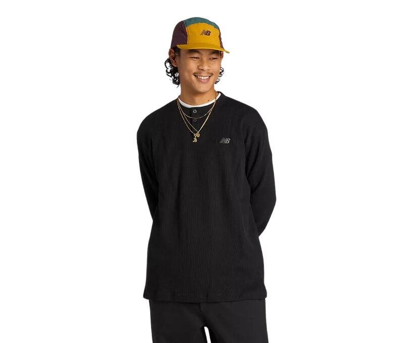 Numeric Waffle Knit Long Sleeve Henley