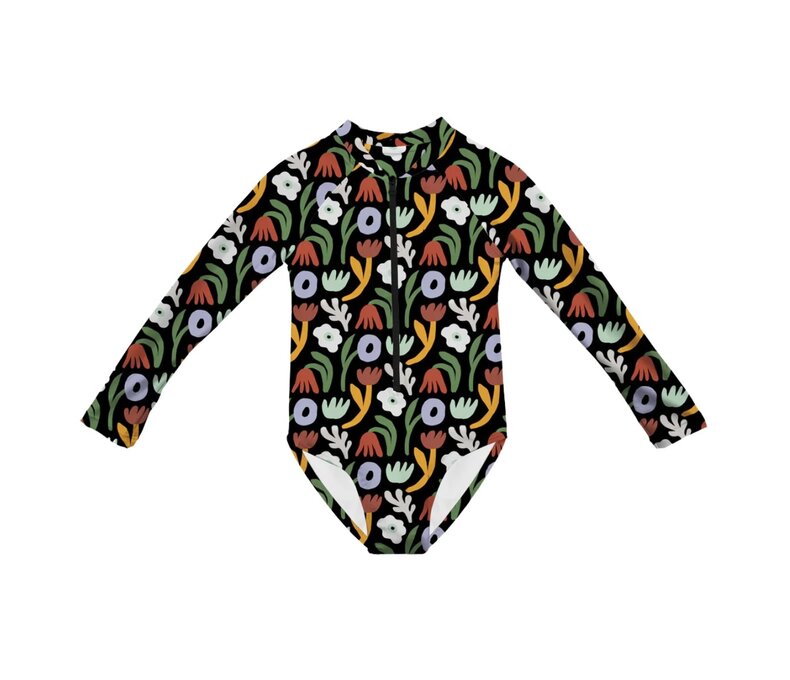 Longsleeve One Piece Swimsuit: Petal's Realm
