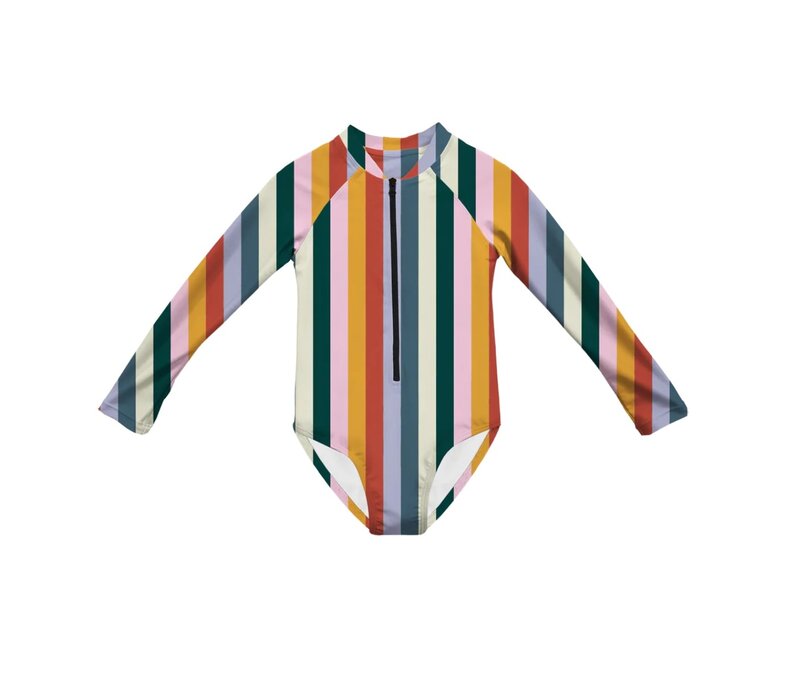 LongSleeve One Piece Swimsuit: Vertical Delight