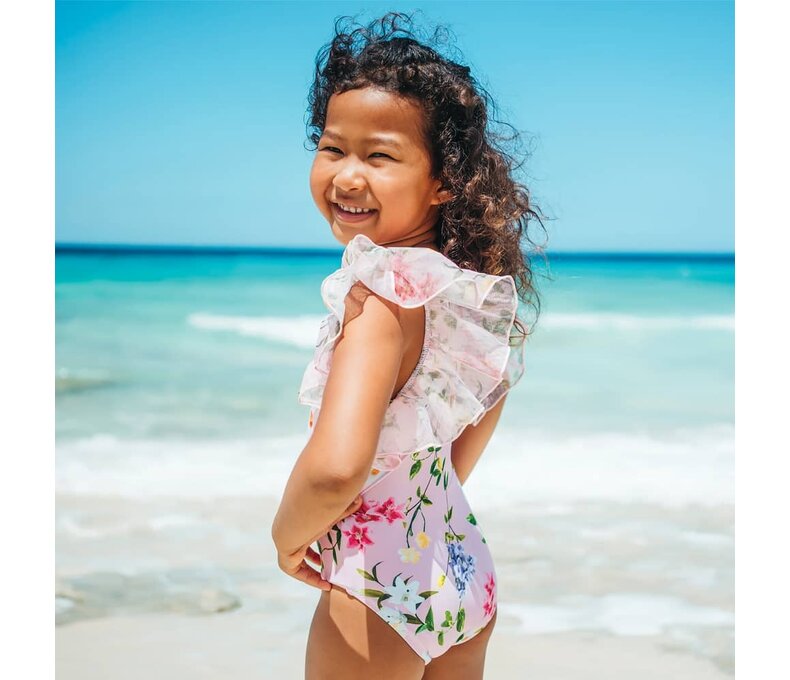 Tulle Sleeve 1pc Swimsuit