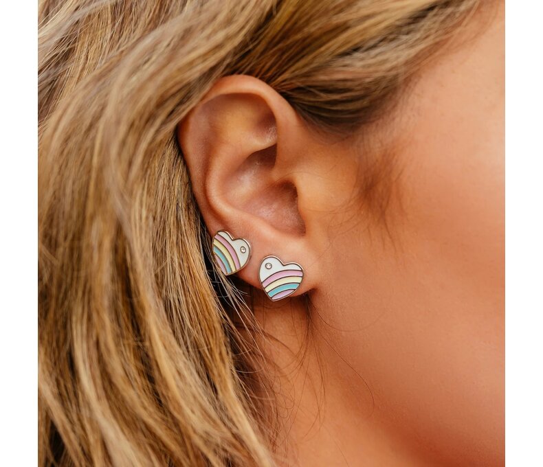 Pastel Vintage Heart Stud Earrings
