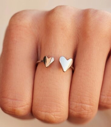 Two Hearts Open Ring