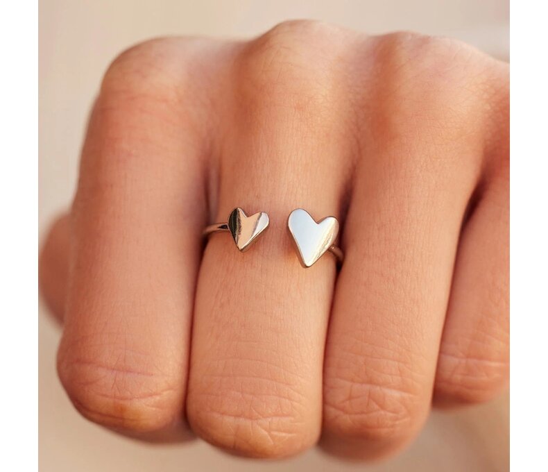 Two Hearts Open Ring