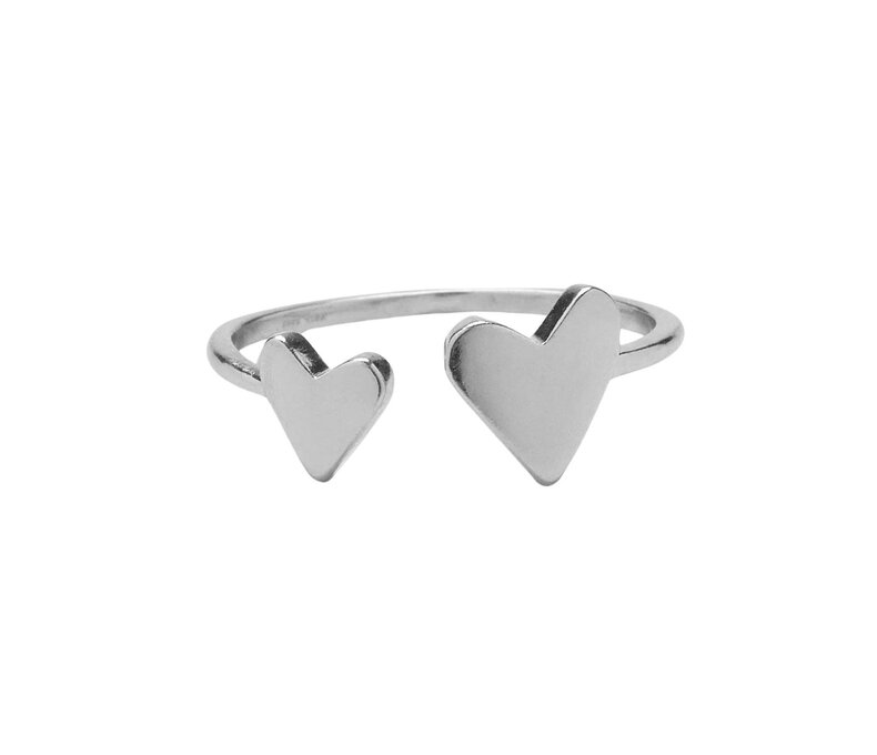 Two Hearts Open Ring