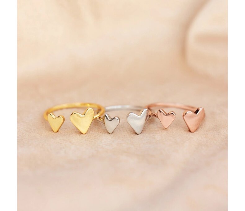 Two Hearts Open Ring